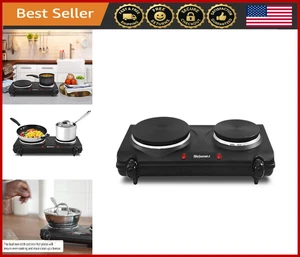Double Cast Iron Burner 1500W Electric Hot Plate, Temp Control, Easy Clean - Picture 1 of 5