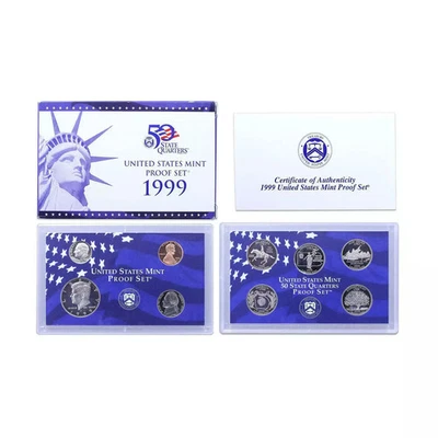 1999-S U.S. Clad Proof Set: Complete 9-Coin Set, with Box and COA - Image 1 of 2