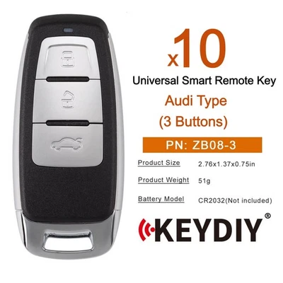 KEYDIY KD ZB08-3 Universal Smart Remote Key 3 Buttons for Audi Type ZB Series - Image 1 of 4