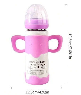 Mamadeira isolada de aço inoxidável desenho animado com cabo de silicone 8 oz - Imagem 1 de 4