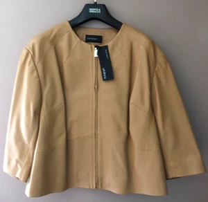 LADIES M&S AUTOGRAPH SOFT GENUINE REAL LEATHER JACKET 3/4 SLEEVES SIZE 12 - NEW - Picture 1 of 4