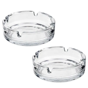 Set of 2 Round Glass Ashtrays for Inside or Outside | 2 x 10.5 cm Ash Trays - Picture 1 of 4