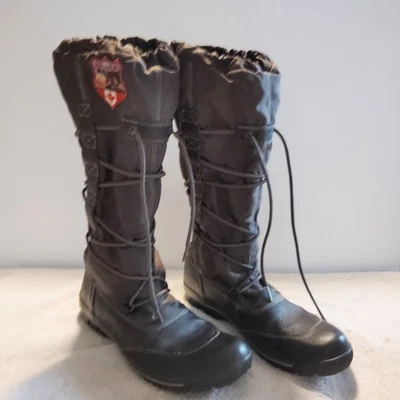 Pajar Bomba Brown Leather Nylon Winter Boots Women's 41 EU Lace-up Waterproof - Image 1 of 4