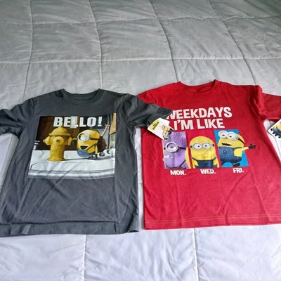 Minions T-Shirts Lot Of 2 Size XS NWT Red & Gray Kevin/Stewart Despicable Me - Image 1 of 4