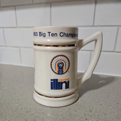 Vintage 1983 Big Ten Champions Illinois Fighting Illini Ceramic Beer Stein - Image 1 of 4