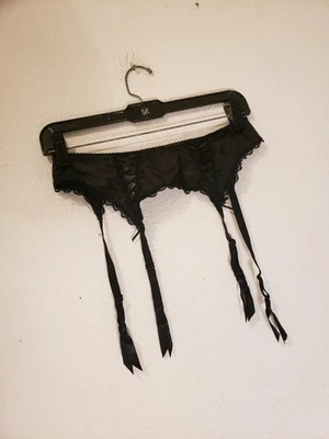 Cinturón Liguero De Colección Y2k Fredericks of Hollywood M L Negro Satinado Encaje Foto 1 de 4