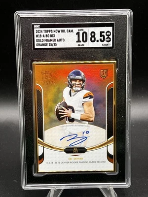 2024 Topps Now Rookie Campaign Bo Nix Auto RC Gold Framed Orange 25/25 - Image 1 of 2