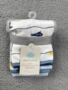 Cloud Island Baby Boys' 6pk Seaside Washcloth Set - Blue - Picture 1 of 6