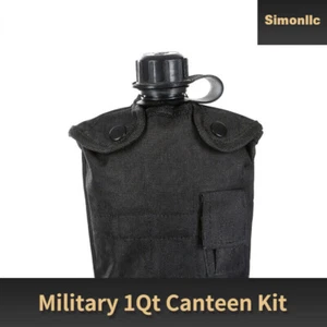 Kit mensa militare statunitense 3 pz 1Qt con copertura USGI OD tipo esercito coppa alluminio nero - Foto 1 di 6
