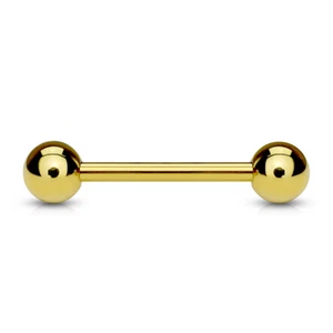 14g Yellow Gold Barbell Septum Ear Nipple Tongue Bridge Industrial Tragus USA - Picture 1 of 1
