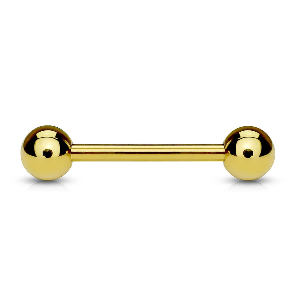 16g Yellow Gold Barbell Tragus Septum Ear Nipple Tongue Bridge Industrial USA - Image 1 of 1