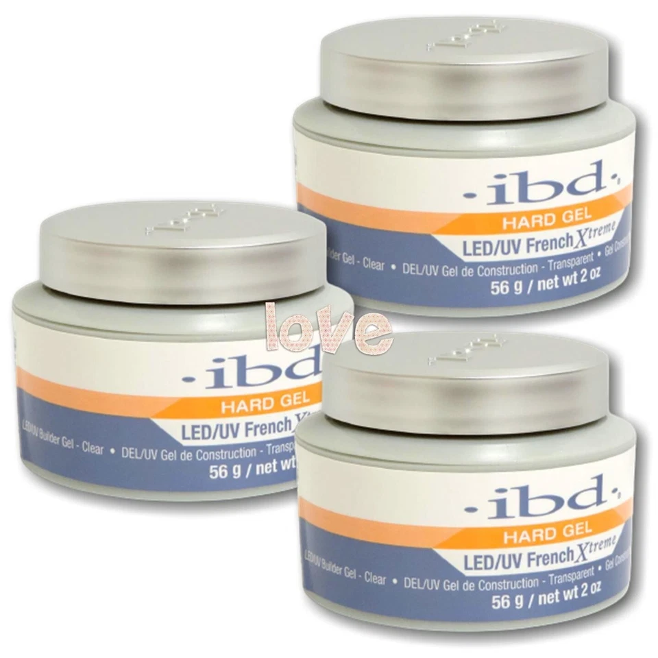 IBD French Xtreme CLEAR LED/UV 56g/2oz Hard Builder GEL Set of 3 jars - Image 1 of 1