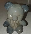 Vintage Boyd Crystal Art Glass Gray/Marbel Fuzzy Bear One Line 1983-1988