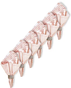 C&F Enterprises Stripe Toile Spring Reversible Cotton Napkins Pink Peach Set 6 - Picture 1 of 4