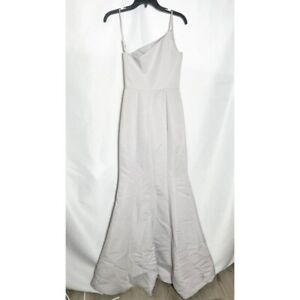 NWT Amsale One-Shoulder Faille Mermaid Gown in Platinum