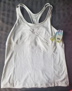White Performance Tank w/ Built In Bra For Light Support, Size XL - Picture 1 of 2