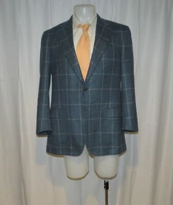 Kiton Handmade Neiman Marcus Teal Plaid Cashmere Silk Two Button Sport Coat 42R - Picture 1 of 15