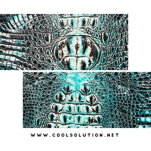Embossed Leather Crocodile Sea Turquoise, Leather Sheets for Wallets, Bags - Picture 1 of 5