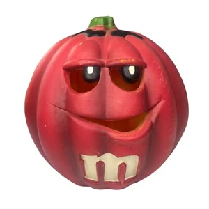 M&M Red Light-up Blow Mold Pumpkin Jack O Lantern Halloween 12" 1998 - Picture 1 of 10
