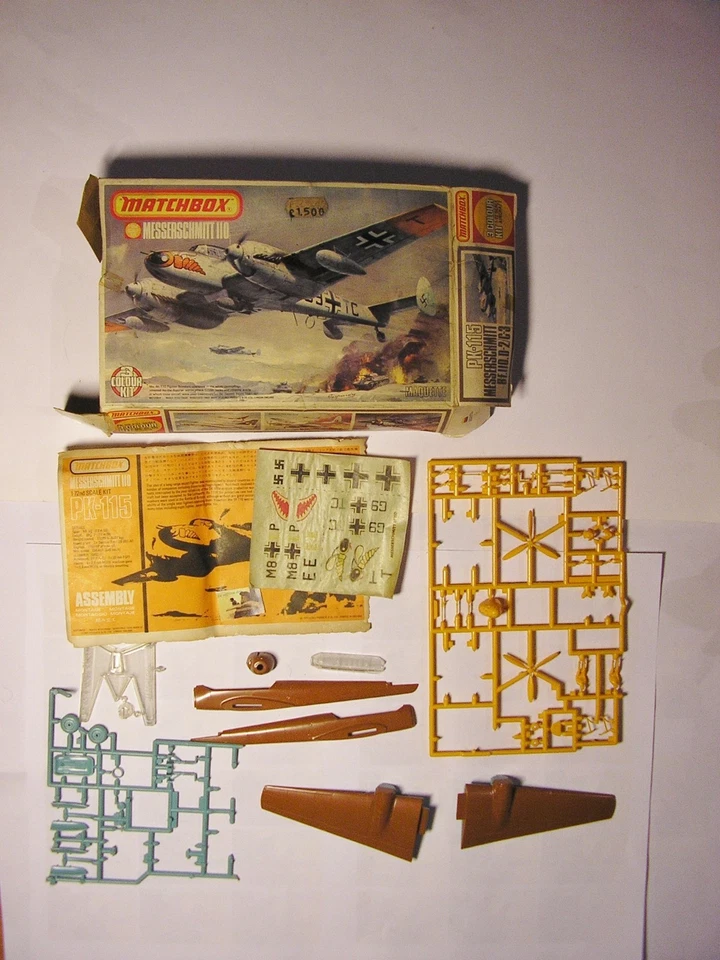 Costruction Kit Matchbox Aereo Messerschmitt 110 plastica scala 1:72 - Immagine 1 di 1
