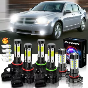 For Dodge Avenger 2010-2012 6X LED Faro Alto/Bajo + Bombillas antiniebla 6000K - Picture 1 of 23