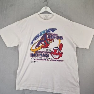 Vintage Akron Aeros Cleveland Vs Indians T-Shirt 2XL White 1997 Single Stitch - Picture 1 of 11