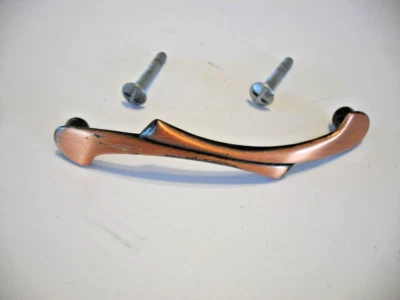 Vintage Satin Copper Flash Drawer Pulls Cabinet Door Handles Curved Ends - Image 1 of 4
