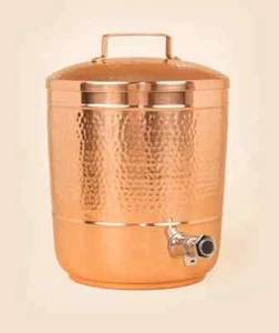 Isha Hammered Copper Water Storage Pot, 8 Liters (100% Pure) Copper Water Tank l - Picture 1 of 4