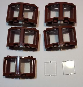 Lego 3x3x3 Brown Curved Window Frame with Panes x5 - Picture 1 of 2