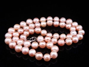 16.5" Light Pink Freshwater Pearl Necklace 6mm-7mm Pearl Size #06092302 - Picture 1 of 5