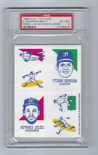 1986 O-PEE-CHEE TATTOO PANEL -GEORGE BRETT & CECIL COOPER PSA 6 RARE