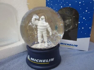 NIB ~ Michelin "Bibendum" Snow Globe, 6.5" Tall, Silver & Blue Glitter, Tire Man - Picture 1 of 12