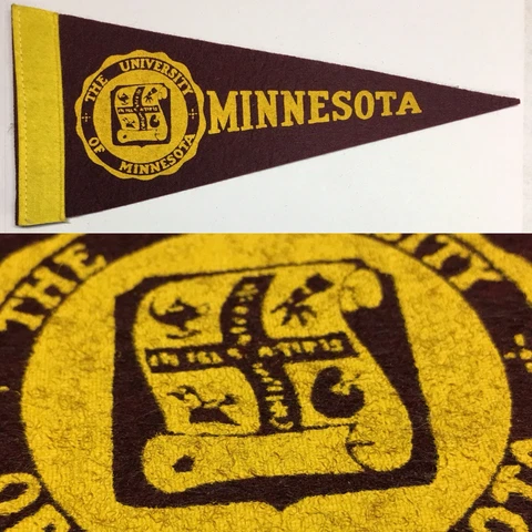 1950s Minnesota Golden Gophers Big 10 University Mini Pennant 4x9 Vintage Cover