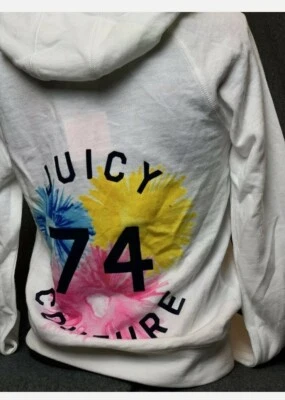 🌸 Chaqueta con Capucha JUICY COUTURE 🌸 Blanco Rosa Azul Dorado Botones 12 XS 6 34 S 🍭 Foto 1 de 4