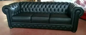 Divano sofa' capitonne' 3P sedute tre posti Chesterfield in pelle spessorata - Imagen 1 de 5