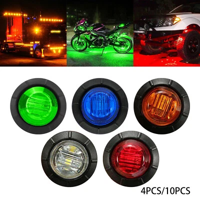 1/4/10X 12V 3/4" Mini LED Small Round Side Marker Light Truck RV Car Bullet Lamp - Image 1 of 4