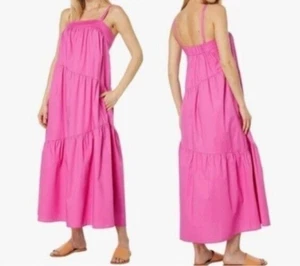 NWT $158 Donna Morgan Tiered Cotton Stretch Maxi Sundress Pink SZ- 12 - Picture 1 of 7