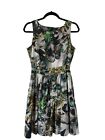 Alba Conde Womens Fit & Flare Dress Size M Sleeveless Belted Floral Watercolor