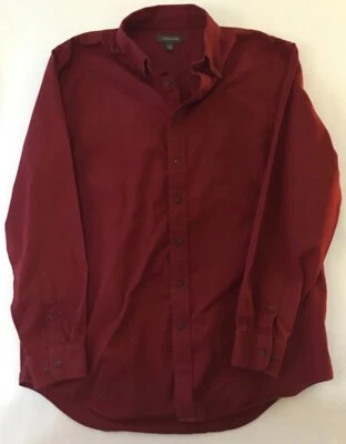 Camisa de vestir Croft & Barrow para hombre abotonada roja borgoña 100 % algodón talla LT Foto 1 de 4