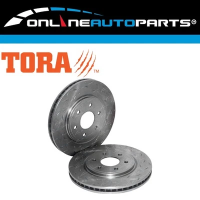 2 Front Slotted Disc Brake Rotors for Nissan Pathfinder R51 V6 +Diesel 2006-2012 - Image 1 of 3