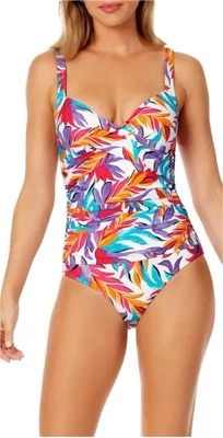 Traje de baño Anne Cole Surplice mujer pista de baile palma con aros nuevo con etiquetas $122 talla 16 Foto 1 de 4