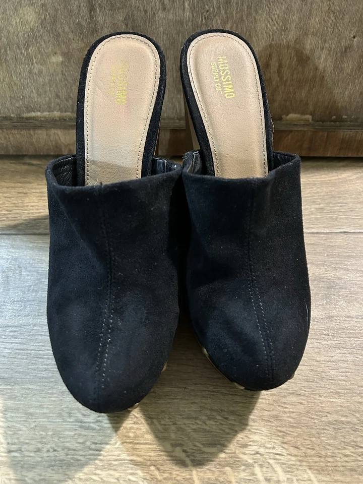 Mossimo Supply Co Women's Shoes Size 8 Black Faux Suede Slip On High Heel Clogs  - Image 1 of 4