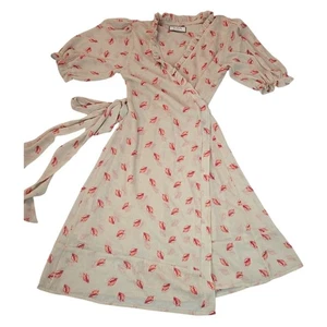 JOSA Tulum Wickelkleid One Size beige koralle Muschelmuster Boho Resort skurril  - Bild 1 von 9