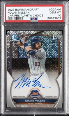 2023 BOWMAN DRAFT CHROME PRSPCT AUTO HTA CHOICE NOLAN MCLEAN 131/150 PSA 10 - Image 1 of 2