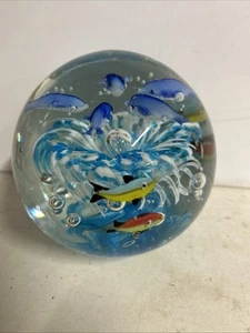 Mundgeblasenes Aquarium Glas Briefbeschwerer Ozean Fische Delfin Maritim Aquarium 5 Zoll - Bild 1 von 6