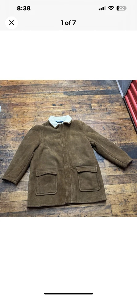 SALE.  POLO Ralph Lauren Shearling Lined Suede Car Coat Sz XL Ranch Western - Image 1 of 4