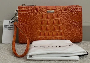 Bolso sin asas Brahmin Melbourne DAISY grande de cuero con cremallera NARANJA MANDARÍN NUEVO CON ETIQUETAS - Imagen 1 de 13