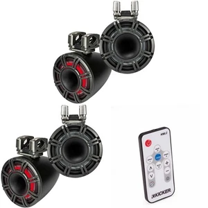 Kicker (2 Pair ) KMTC114 11" Horn-Loaded Wake Tower Speaker System in Black, ... - Picture 1 of 6