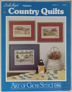 Folleto Country Quilts de Linda Myers 31 patrones de punto de cruz vintage 1987 - Imagen 1 de 10