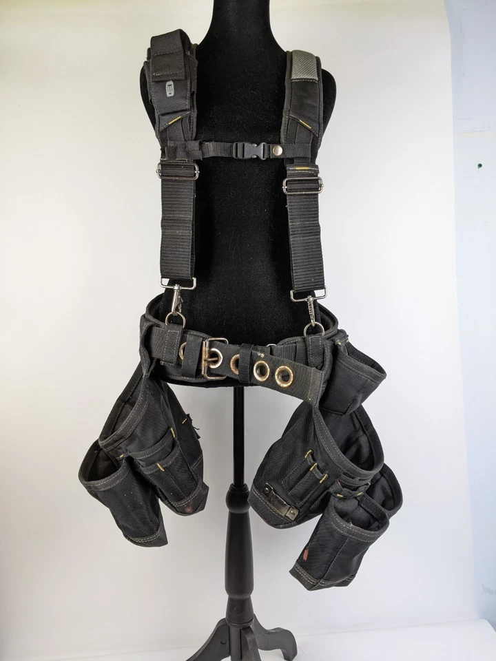 DEAD ON TOOLS Tool Belt Suspension Rig w/ Suspenders and 2 Tool Pouches in Black - Image 1 of 4
